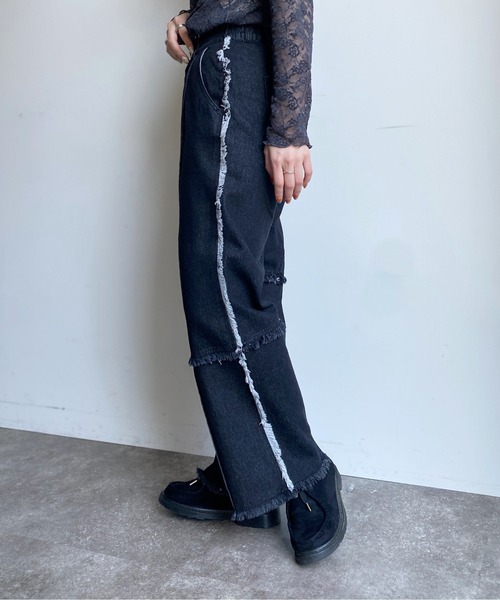 CPCM(シーピーシーエム)の「パッチワークツイルパンツ2(デニムパンツ・レディース・ブラック/インディゴブルー/アイボリー・FREE)」の18枚目の写真