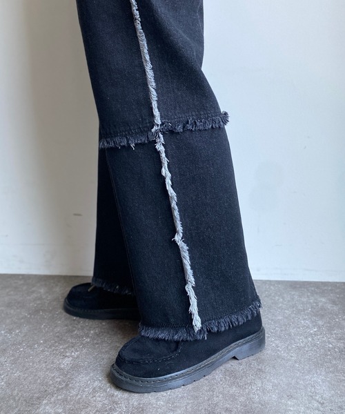CPCM(シーピーシーエム)の「パッチワークツイルパンツ2(デニムパンツ・レディース・ブラック/インディゴブルー/アイボリー・FREE)」の20枚目の写真