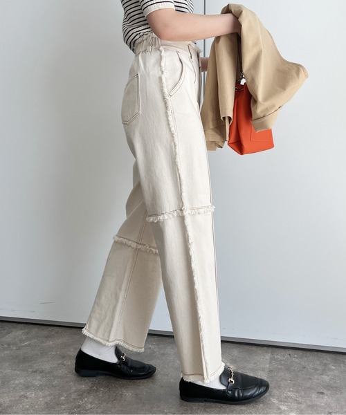 CPCM(シーピーシーエム)の「パッチワークツイルパンツ2(デニムパンツ・レディース・ブラック/インディゴブルー/アイボリー・FREE)」の12枚目の写真