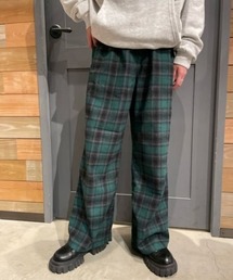 オンブレーチェックイージーパンツ