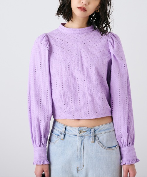 FREE'S MART（フリーズマート）の「◆エンブロイダリーレースブラウス（シャツ/ブラウス・レディース・ホワイト/パープル/ブラック・FREE）」の3枚目の写真