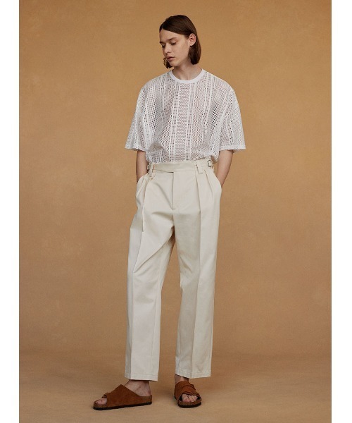 SOFTHYPHEN（ソフトハイフン）の「BELTED PIN TUCK TROUSERS（スラックス・メンズ・アイボリー・01/03/02）」の10枚目の写真