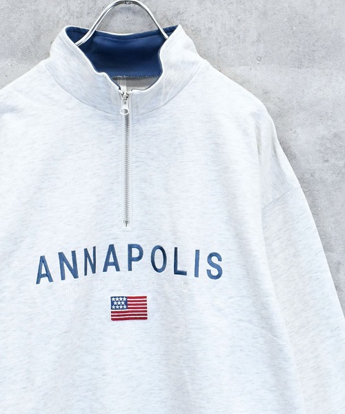Ritzy(リッツィー)の「ミニ裏毛 ハーフZIPスウェット(ANNAPOLIS) レディース メンズ(スウェット・メンズ・グリーン/アッシュ/ブラック・X-LARGE/LARGE/MEDIUM)」の3枚目の写真