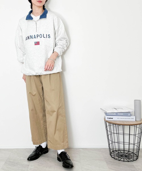 Ritzy(リッツィー)の「ミニ裏毛 ハーフZIPスウェット(ANNAPOLIS) レディース メンズ(スウェット・メンズ・グリーン/アッシュ/ブラック・X-LARGE/LARGE/MEDIUM)」の4枚目の写真