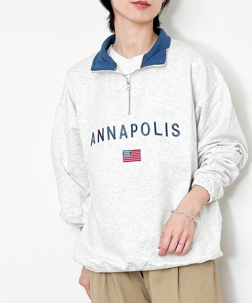 Ritzy(リッツィー)の「ミニ裏毛 ハーフZIPスウェット(ANNAPOLIS) レディース メンズ(スウェット・メンズ・グリーン/アッシュ/ブラック・X-LARGE/LARGE/MEDIUM)」の16枚目の写真