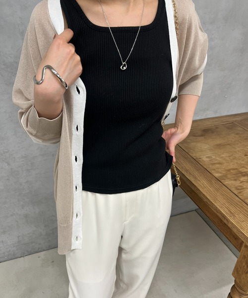 un dix cors(アンディコール)の「前後2WAYリブタンク(タンクトップ・レディース・ブラック/オフホワイト・FREE)」の14枚目の写真