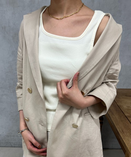 un dix cors(アンディコール)の「前後2WAYリブタンク(タンクトップ・レディース・ブラック/オフホワイト・FREE)」の9枚目の写真