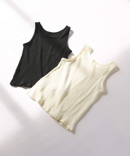 un dix cors(アンディコール)の「前後2WAYリブタンク(タンクトップ・レディース・ブラック/オフホワイト・FREE)」の16枚目の写真