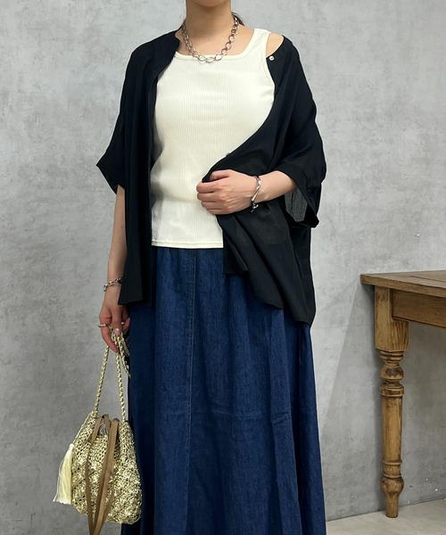 un dix cors(アンディコール)の「前後2WAYリブタンク(タンクトップ・レディース・ブラック/オフホワイト・FREE)」の6枚目の写真