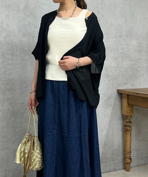 un dix cors(アンディコール)の「前後2WAYリブタンク(タンクトップ・レディース・ブラック/オフホワイト・FREE)」の7枚目の写真