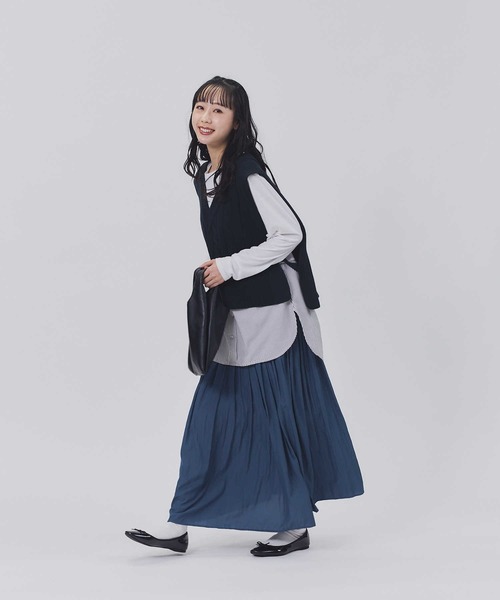 BACK NUMBER(バックナンバー)の「【BACK NUMBER】ケーブルVネックベスト(ベスト・レディース・ネイビー/オフホワイト/カーキブラウン・L/M)」の12枚目の写真