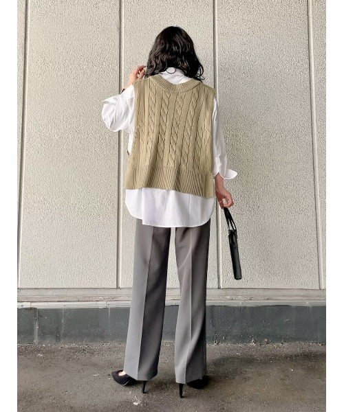 BACK NUMBER(バックナンバー)の「【BACK NUMBER】ケーブルVネックベスト(ベスト・レディース・ネイビー/オフホワイト/カーキブラウン・L/M)」の16枚目の写真