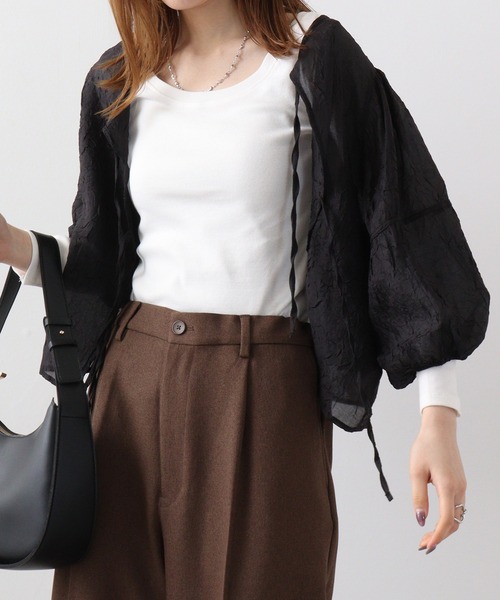 atONE(アットワン)の「atONE コットンフライス長袖Tシャツ(Tシャツ/カットソー・レディース・ベージュ系その他/カーキ/ブラック/グレイッシュブルー/杢グレー/ホワイト/チェリーレッド/ネイビー/グレイッシュベージュ・LL/3L/4L/M/L)」の2枚目の写真