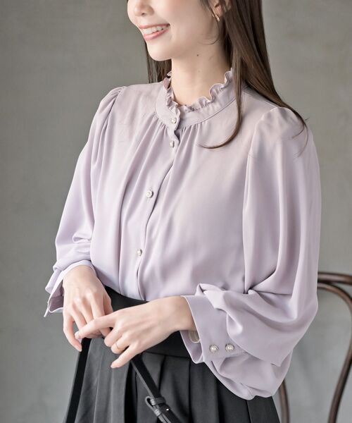 ルネ　ホワイトフリルネックブラウス whyto ホワイト フリル ネック ブラウス “frill neck blouse