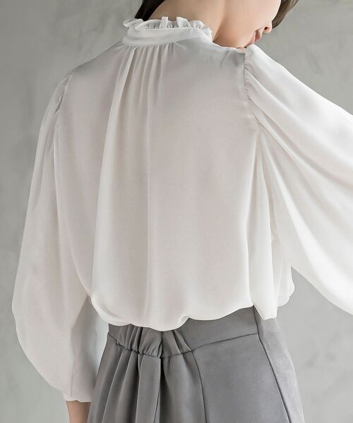 rps（アールピーエス）の「ボリューム袖フリルネックブラウス（シャツ/ブラウス・レディース・ラベンダー/ネイビー/オフホワイト/ライトグレー/ブラック/ボルドー・フリー）」の20枚目の写真