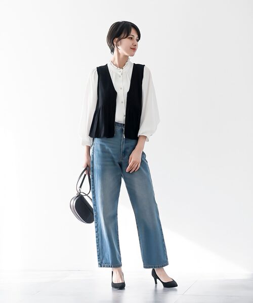 rps（アールピーエス）の「ボリューム袖フリルネックブラウス（シャツ/ブラウス・レディース・ラベンダー/ネイビー/オフホワイト/ライトグレー/ブラック/ボルドー・フリー）」の12枚目の写真