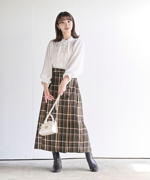 rps（アールピーエス）の「ボリューム袖フリルネックブラウス（シャツ/ブラウス・レディース・ラベンダー/ネイビー/オフホワイト/ライトグレー/ブラック/ボルドー・フリー）」の18枚目の写真