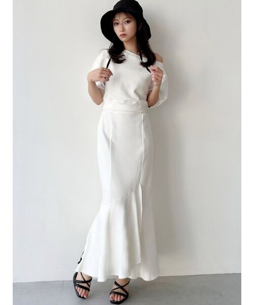 RESEXXY（リゼクシー）の「アシンメトリーマーメイドスカート【セットアップ着用可能】（スカート・レディース・ブラック/ホワイト/グレー・FREE）」の5枚目の写真