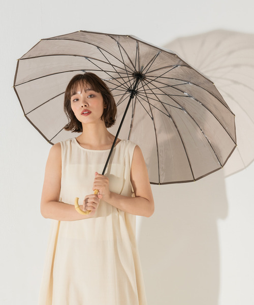 Wpc.（ダブリュピーシー）の「Wpc./ダブリュピーシー 雨傘 ビニール傘 16K プラスティックパイピング PT-053-001（長傘・レディース・ブラウン/ホワイト/ブルー・60cm）」の10枚目の写真