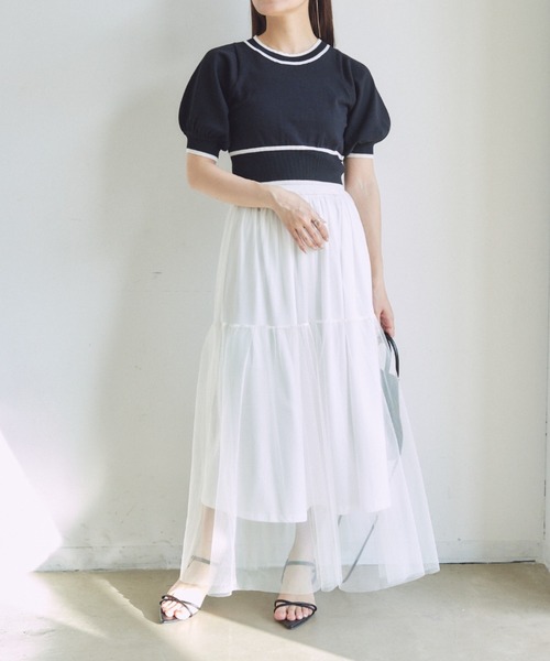 VANNIE U(ヴァニーユー)の「パイピングパフショートニット(ニット/セーター・レディース・ピンク/ブラック/その他・FREE)」の17枚目の写真