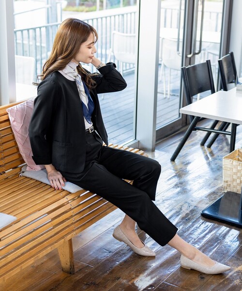 Tiaclasse（ティアクラッセ）の「【セットアップ可・洗える】麻調薄地ストレートパンツ（スラックス・レディース・ブラック/グレイッシュベージュ・XXL/XL）」の20枚目の写真