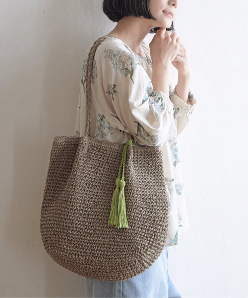 LBC（エルビーシー）の「タッセルペーパートート（かごバッグ・レディース・グレー/ベージュ/グリーン系その他/ブルー・FREE）」の20枚目の写真