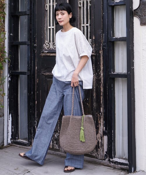 LBC（エルビーシー）の「タッセルペーパートート（かごバッグ・レディース・グレー/ベージュ/グリーン系その他/ブルー・FREE）」の22枚目の写真