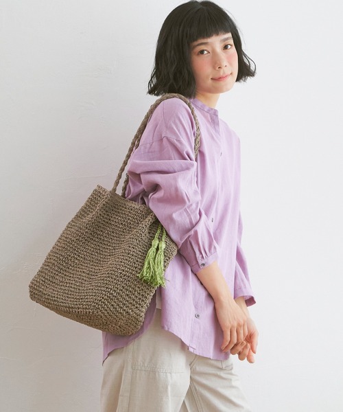 LBC（エルビーシー）の「タッセルペーパートート（かごバッグ・レディース・グレー/ベージュ/グリーン系その他/ブルー・FREE）」の12枚目の写真