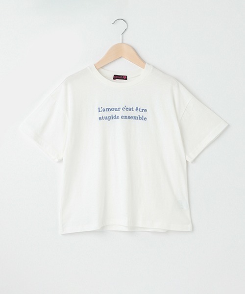 LOVETOXIC（ラブトキシック）の「【アパレル別注】フレンチロゴ半T（Tシャツ/カットソー・キッズ・オフホワイト/ブラック/エメラルド・S/L/M）」の2枚目の写真