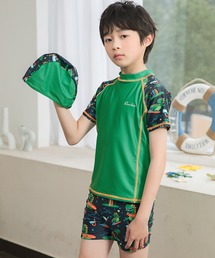 TeddyShop（テディショップ）の「キッズ水着 半袖ポップラッシュガード+ショートパンツ+キャップ 3点セット（水着・キッズ）」