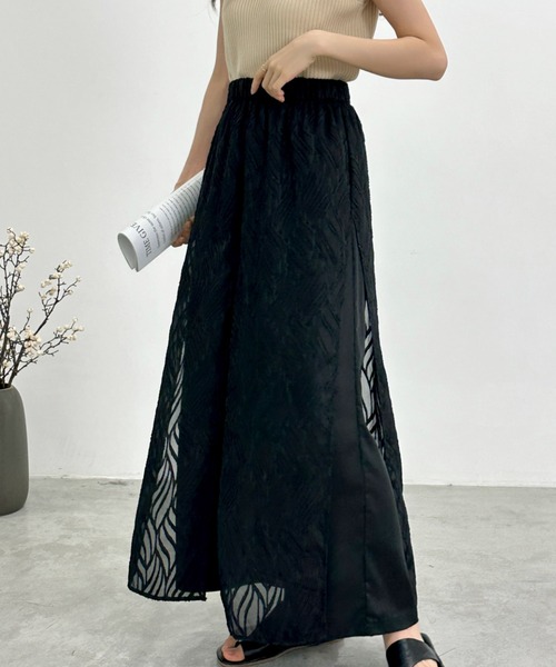 美品 ENFOLD エンフォルド　 変形 レイヤード風 ラップ フレア　パンツ 25SS】ENFOLD エンフォルド / RELAX ELASTIC WIDE-TROUSERS