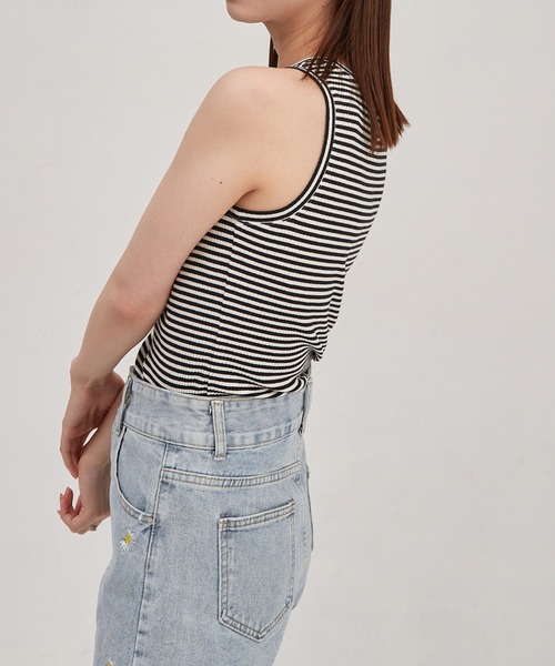 paravion(パラビオン)の「【伸縮性があり着心地抜群!】キャシャボーダーリブタンクトップ(タンクトップ・レディース・グレー/ピンク/ブラック・FREE)」の14枚目の写真