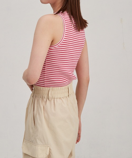 paravion(パラビオン)の「【伸縮性があり着心地抜群!】キャシャボーダーリブタンクトップ(タンクトップ・レディース・グレー/ピンク/ブラック・FREE)」の16枚目の写真