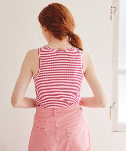 paravion(パラビオン)の「【伸縮性があり着心地抜群!】キャシャボーダーリブタンクトップ(タンクトップ・レディース・グレー/ピンク/ブラック・FREE)」の12枚目の写真