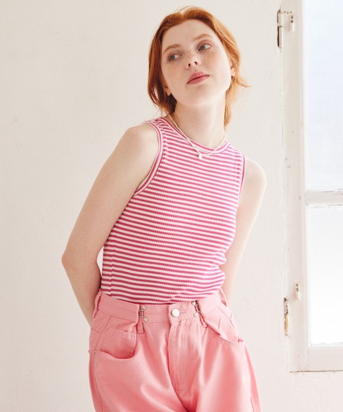 paravion(パラビオン)の「【伸縮性があり着心地抜群!】キャシャボーダーリブタンクトップ(タンクトップ・レディース・グレー/ピンク/ブラック・FREE)」の20枚目の写真