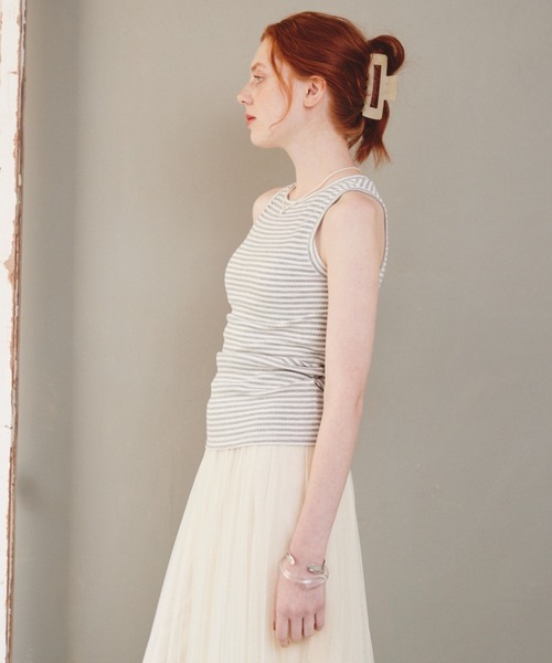 paravion(パラビオン)の「【伸縮性があり着心地抜群!】キャシャボーダーリブタンクトップ(タンクトップ・レディース・グレー/ピンク/ブラック・FREE)」の18枚目の写真