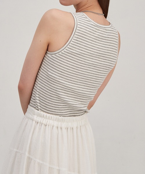 paravion(パラビオン)の「【伸縮性があり着心地抜群!】キャシャボーダーリブタンクトップ(タンクトップ・レディース・グレー/ピンク/ブラック・FREE)」の15枚目の写真