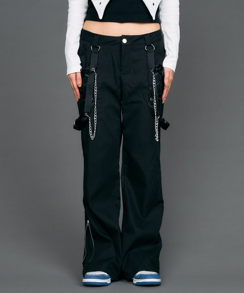 WEGO（ウィゴー）の「WEGO/【一部店限定】サイドレースアップフレアパンツ（カーゴパンツ・レディース・ブラック・FREE）」の13枚目の写真