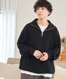 WEGO/ルーズフィットハーフZIPプルオーバー