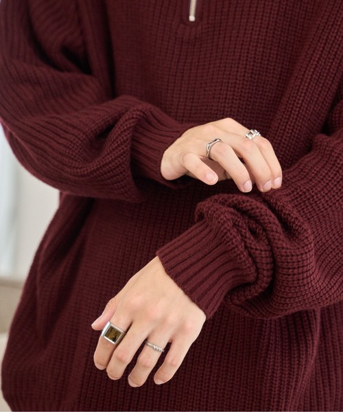 WEGO(ウィゴー)の「WEGO/ルーズフィットハーフZIPプルオーバー(ニット/セーター・メンズ・アイボリー/ワイン/ブラック/マスタード/ブルー/ライトグレー・LARGE/MEDIUM)」の14枚目の写真