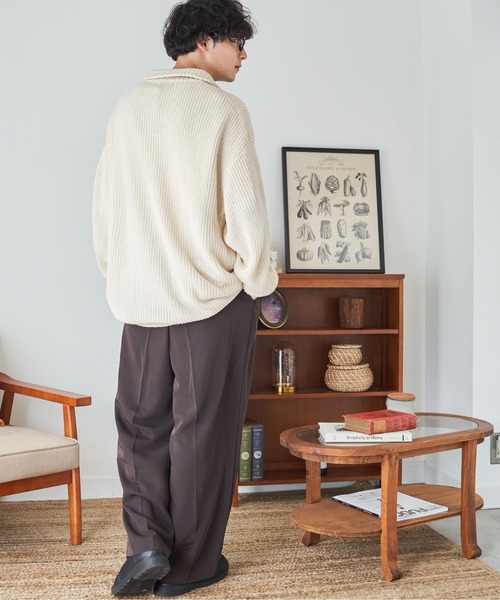 WEGO(ウィゴー)の「WEGO/ルーズフィットハーフZIPプルオーバー(ニット/セーター・メンズ・アイボリー/ワイン/ブラック/マスタード/ブルー/ライトグレー・LARGE/MEDIUM)」の19枚目の写真