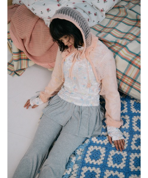 merry jenny(メリージェニー)の「flowerモヘヤライクボンネット(ニットキャップ/ビーニー・レディース・ブラック/ピンク/ベージュ・FREE)」の14枚目の写真