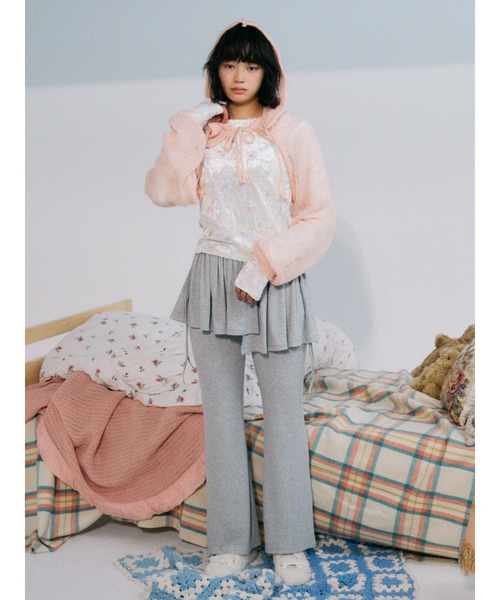 merry jenny(メリージェニー)の「flowerモヘヤライクボンネット(ニットキャップ/ビーニー・レディース・ブラック/ピンク/ベージュ・FREE)」の16枚目の写真