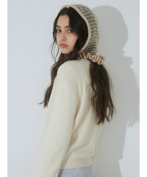 merry jenny(メリージェニー)の「flowerモヘヤライクボンネット(ニットキャップ/ビーニー・レディース・ブラック/ピンク/ベージュ・FREE)」の20枚目の写真