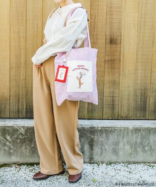 ACCOMMODE（アコモデ）の「【365Curious 】おさるのジョージ　ストライプトートバッグ（トートバッグ・レディース・ブラック/ブルー/レッド・FREE）」の14枚目の写真