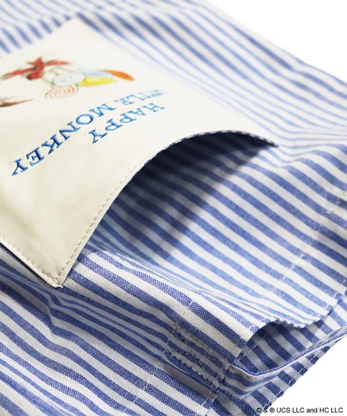 ACCOMMODE（アコモデ）の「【365Curious 】おさるのジョージ　ストライプトートバッグ（トートバッグ・レディース・ブラック/ブルー/レッド・FREE）」の5枚目の写真