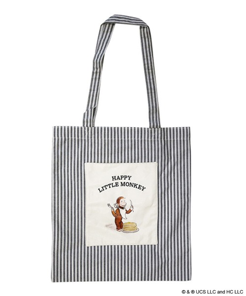 ACCOMMODE（アコモデ）の「【365Curious 】おさるのジョージ　ストライプトートバッグ（トートバッグ・レディース・ブラック/ブルー/レッド・FREE）」の19枚目の写真