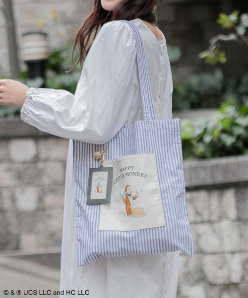 ACCOMMODE（アコモデ）の「【365Curious 】おさるのジョージ　ストライプトートバッグ（トートバッグ・レディース・ブラック/ブルー/レッド・FREE）」の22枚目の写真