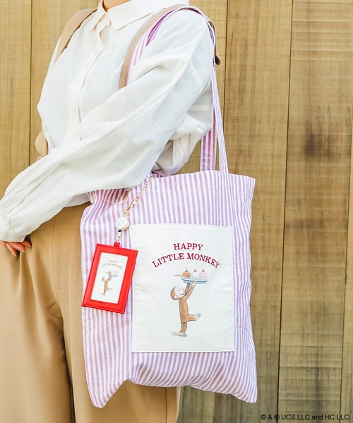 ACCOMMODE（アコモデ）の「【365Curious 】おさるのジョージ　ストライプトートバッグ（トートバッグ・レディース・ブラック/ブルー/レッド・FREE）」の20枚目の写真