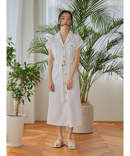 Ayla(アイラ)の「belt set shirt dress(ドレス・レディース・アイボリー/ベージュ・FREE)」の2枚目の写真